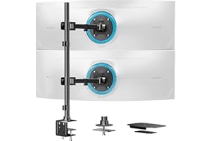 PUTILSEN MOUNT Supporto Monitor Doppio Robusto – Braccio Articolato Completamente Regolabile per Schermi Piatto & Curvi da 17″ – 49″, Supporta Fino a 20 kg per Braccio, Montaggio VESA a Rilascio Rapido