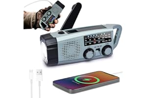 MUSHUI Radio Solar de Emergencia con Manivela, FM/Am/SW Radio Portatil Pequeña de Emergencia con Dinamo y Linterna LED 2000mAh Powerbank y SOS Alarma y USB para Camping al Aire Libre Kit Supervivencia, IPX5