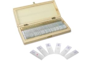 ULAB Basic Biology Prepared Microscope Slides with Specimen for Kids, Microscope Specimen Slides, 50pcs Packed in Fitted Wooden Storage Box, UHP1050