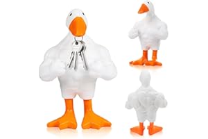 uinnossvc Goose Muscle Duck Key Hooks, Goose Key Holder, Magnetic Funny Key Holder, Funny Muscular Goose Duck Sculptures, Goose Holder for Home Office Desktop Decor