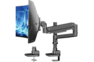 PUTORSEN Soporte de Monitor para Pantalla Plana y Curvada de 17 – 57 Pulgadas, Muelle de Gas, Altura Ajustable, inclinable, Capacidad de Peso de 2 – 20 kg por, VESA 75/100 mm, Negro