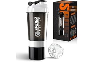 Roe Tenpo Protein Shaker Bottle 500ml with Extra Compartment | BPA-Free Protein Bottle Shaker for Protein Shakes | Leak Proof & Dishwasher Safe | Protein Shake Gym Bottles for Men & Women (White)