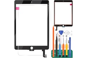 SRJTEK For Ipad 6 Air 2 A1566 A1567 Touch Screen Replacement Digitizer Glass Assembly Kits Free tempered film, glue and tools,Not LCD Screen. (Black)