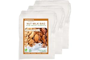 Kosmosta 3er-Pack Nussmilchbeutel Langlebig, 4,7 × 6,3 Zoll (12 * 16 cm) Nylon-Nahrungsmittelsiebbeutel Mehrzweck-Mandelmilchfilterbeutel in Lebensmittelqualität, feinmaschiges Nylon-Käsetuch