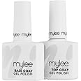 Mylee Nail Gel Polish Top & Base Coat, UV/LED Soak-Off Nail Art Manicure Pedicure for Salon & Home Use - Lasts up to 2 Weeks, Easy to Apply, Durable & Safe (Top & Base 2x10ml)