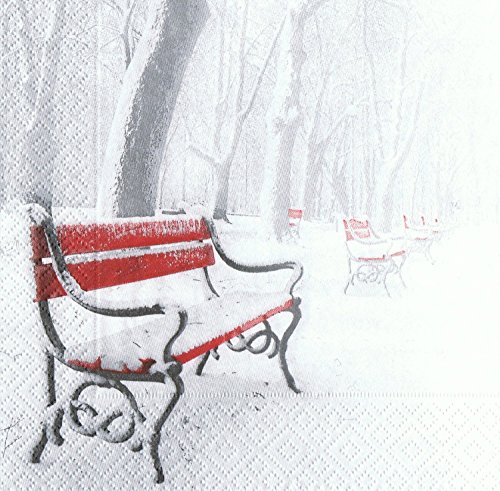 Preisvergleich Produktbild 20 Servietten Weihnachten Verschneite Parkbank 3-lagig 33x33cm