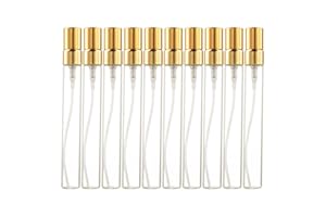 Enslz 10 ml, 10 flaconi spray in vetro, ricaricabili, per profumo, mini campione, fiale di vetro sottile (oro)