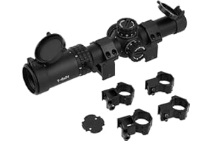 ‎FOCUHUNTER FOCUHUNTER Zielfernrohr 1-6X24 Taktische Zielfernrohre Zweite Brennebene SFP Vollbeschichtetes Aluminium Stoßfest mit kostenlosen 20-mm-Picatinny- und 11-mm-Schwalbenschwanzringen für die Jagd