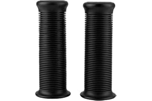 Hlyjoon 1 Pair Motorcycle Vintage Handle Grips Universal TPU 1inch 25mm Moto Handlebar Grip Non Slip Strip Motorbike Thruster Grip Bar(Black)