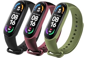 MANTOLO 3 sztuki bransoletek kompatybilnych z Xiaomi Mi Band 7 / Xiaomi Mi Band 6 / Xiaomi Mi Band 5 / Amazfit Band 5, miękki silikon, zapasowy pasek dla kobiet i mężczyzn