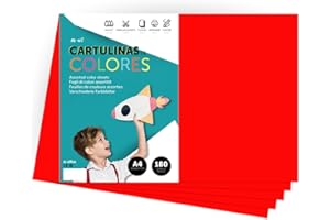 Papier cartonné coloré A4 Couleurs intenses, Feuilles colorées 180gr pour artisanat, Imprimez vos documents et dessins créatifs, Feuilles colorées A4 · m-office (25 feuilles, rouge)