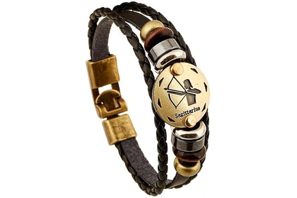 MeiPing Bracelet en cuir avec pendentif signe du zodiaque