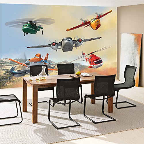 Vlies Fototapete 300×210 cm PREMIUM PLUS Wand Foto Tapete Wand Bild Vliestapete – Disney Tapete Disney – Planes – Dusty Crophopper Blade Kindertapete Cartoon Flugzeuge orange – no. 427 - 7