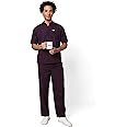 KNYA Classic Men's 5-Pocket Mandarin Collar Scrub | (M, Wine)