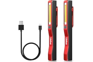 Linkax LED Arbeitsleuchte Werkstattlampe 2 Stück, Taschenlampe LED Aufladbar, COB Handlampe mit Magnet Clip für Auto Reparatur Werkzeug Werkstatt Zubehör, Geburtstagsgeschenk für Männer Papa Geschenk