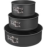 Xacton Cake 3 Pieces of Teflon Coated Spring Form Cake Mould Pan Set | Baking Tray | Removable Cake Mould | 3 Pc Spring Form 