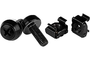 StarTech.com M6 Cage Nuts and Screws - 50 Pack - 12mm Rack Screws and Cage Nuts - Black (CABSCREWM6B)