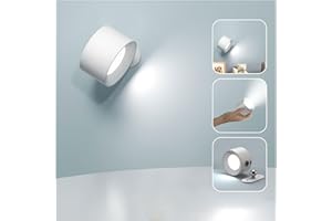 Feallive Lampada da parete a LED Moderna, Applique da parete Controllo touch Bianco/Modalità di luminosità calda Batteria ricaricabile Faretti da parete Ruotare di 360° magnetica Lampada da comodino