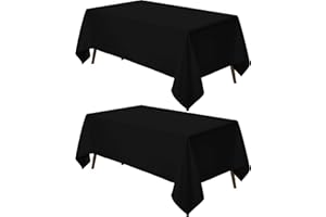 Utopia Kitchen Tovaglia Antimacchia - 152 x 213 cm (Confezione da 2, Nero) Lavabile in Lavatrice Copritavolo - Ottimo per Feste, Eventi, Matrimoni e Ristoranti (60 x 84 pollici)