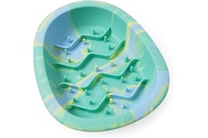 CHEWFFON Slow Feeder Lick Mat, Silicone Dog Feeding Bowls with Suction Cups, Healthy Licky Mat for Dog and Cat, Anti-Gulp, Anti-Overeating, Non-Slip Design, Dishwasher Microwave Safe, Green