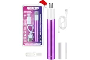 NUMIFUN Cortapelos de nariz para mujer, recortador de vello de nariz, recortador de pelo facial profesional sin dolor, carga USB tipo C, IPX7 impermeable, fácil de limpiar, morado