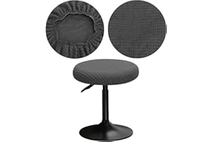 YINGAYOU Hockerbezug Rund 30-40 cm Bezug Barhocker Rund mit Plüsch Quadrate Luxuriöser Stoff Waschbar Dehnbar Wunderschöne Farbe für Runde und Eckige Hocker (1, Grau)