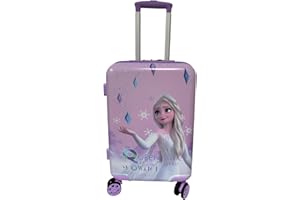 JUST 4 BABY Children Kids Holiday Travel Character Suitcase Luggage Trolley Bags 20" Frozen Pink Purple ELSA Princess