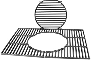 WELL GRILL 44.5 cm Cast Iron Cooking Grate with Round Built-in Accessories for Weber Spirit I & II E/S 310 320 330 Series, Spirit 700, Genesis 1000-3500, Platinum B/C, Weber Gourmet BBQ Grate System,