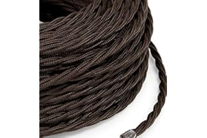 METOO DESIGN 10 Mt Cavo elettrico Treccia Trecciato stile vintage rivestito in tessuto colorato Marrone sezione 2x0,75 per lampadari, lampade, abat jour, design. Made in Italy