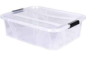 AIGENTLICH Aufbewahrungsbox + Deckel L 51 x B 38,5 x H 14,8 cm - 21 Liter transparent stapelbar | Transportbox transparent | Lebensmittelbox lebensmittelgeeignet | Kunststoffbox Lagerbox stapelbar