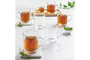 Borosil 240ml Latte Tea/Coffee Mug Set | Borosilicate Tuff Glass Made in India Cup Set for Chai, Green Tea, Coffee, Milk | Microwave Safe, Scratch Resistance, Lightweight | Transparent (6pc Set)