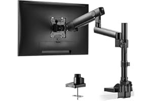 PUTORSEN® Braccio per Monitor PC - Premium Alluminio Supporto da Tavolo Scrivania a Braccio Singolo, LCD e LED 43cm-81cm/17-32, Girevole Regolabile con Morsetto, VESA 75x75mm - 100x100mm
