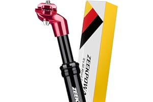 ZEEKPOWA Tige de selle à ressort en aluminium de 350 mm de long - Tige de selle de vélo à ressort pour vélo électrique, VTT, descente, trekking