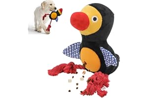 JWTEEE Dog Toy Puppy Toy with Chew Rope, Anti-Stress Duck for Dogs - Squeaky Dog Toy for Small Dogs (Black)