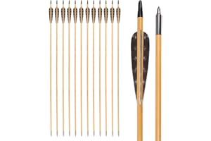 TY ARCHERY 30 32 Inch Wooden Arrows Hunting 4 Inch Turkey Feathers Fletching Practice Target Arrow for Traditional Recurve Bow Horsebow Longbow