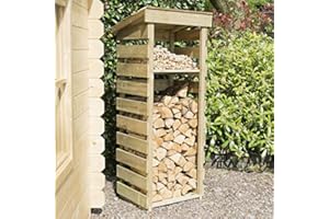 ROWLINSON GARDEN FURNITURE Rowlinson Natural Timber Garden Narrow Log Store - Self Assembly