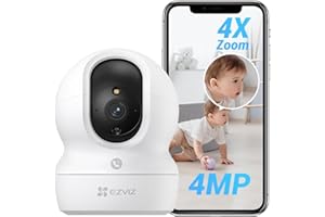 EZVIZ CP1 Pro 4MP WLAN Überwachungskamera Innen, 360° PTZ Home und Baby Monitor mit Farbnachtsicht, 2,4/5GHz Wi-Fi IP Kamera, Personen-/Geräuscherkennung, Auto-Zoom-Tracking, 2-Wege-Audio