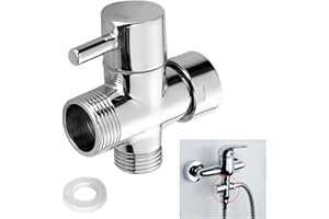 MENAYODA Válvula de conmutación de 3 vías, válvula de conversión de ducha, adaptador de grifo de baño, válvula cromada pulida 3/4 1/2 pulgadas, adaptador en T para lavabo, baño, ducha, cocina