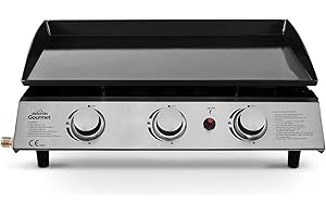 Dellonda 3 Burner Portable Gas Plancha 7.5kW BBQ Griddle, Stainless Steel - DG22