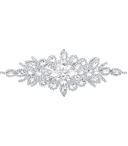 2 Appliques Strass Fleurs Argent - Fer à Repasser Ou à Coller - Mariage, DIY