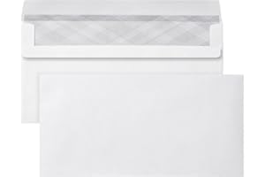 KIPERLINE Lot de 110 enveloppes autocollantes - Sans fenêtre - Blanches - Avec impression brise-vue grise à l'intérieur - 110 x 220 mm - 80 g/m²