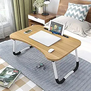 Foldable Bed Study Table Portable Multifunction Laptop Table Lapdesk for Children Bed Foldabe Table Work Office Home with Tablet Slot & Cup Holder Bed Study Tabl Black Coloured