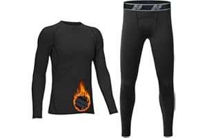 HOPLYNN Kids Compression Thermal Set,Boys Long Bottom Long Sleeve Base Layer Workout Fleece Lining Super Soft