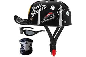 HHSDB Halbschalenhelm Motorradhelm ECE-Zulassung Baseball Cap Mit Fahrradbrille Fahrradvisier Cruiser Chopper Scooter Helm Herren Retro Motorrad Halbhelm MäNner Frauen Mofa Helm 57-62cm