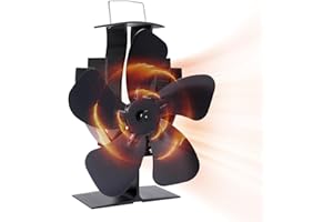 JIMBON 5 Blätter Ofenventilator Ohne Strom,Kein Elektrischer Ofenventilator,Niedriger Temperaturstart, Leiser Kaminventilator,Ventilator für Kaminofen Geeignet für Holzofen/Kamin