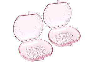 ARGOMAX Gniazdo na aparaty ortodontyczne, pudełko na aparaty ortodontyczne, pudełko na szynę chrupką, 2 sztuki KFO Box (przezroczysty różowy).