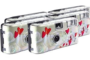 TopShot Lot de 5 appareils Photo jetables 27 Poses avec Flash Motif cœurs Volants