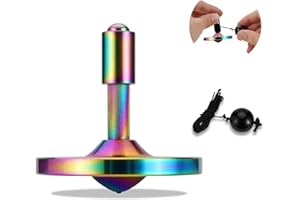 LOQATIDIS Precyzyjny linowy metalowa bączki, wysokiej klasy żyroskop stołowy bez grawitacji ze stali nierdzewnej, niesamowity czas wirowania do 15 minut, zabawki Fidget dla dorosłych (Kolorowy pro)