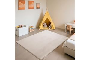 SETHEPACE Tapis d'éveil et de Jeux Bebe Epais de 3 CM, Tapis Salon Chambre Poil Ras Crème 80x200 CM, Tatami Tapis Doux pour la Chambre Bebe, Chambre d'enfants
