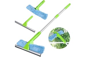 OBOVO Nettoyant pour raclette à vitres, raclette 2 en 1 avec rallonge Kit d'équipement de nettoyage de vitres télescopique 90 cm pour fenêtre haute intérieure/extérieure
